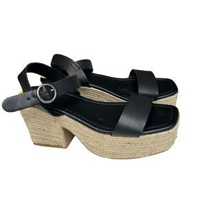 NEW MIA Espadrille Platform Sandals Size 9 Nichele Black Square Open Toe NWOT